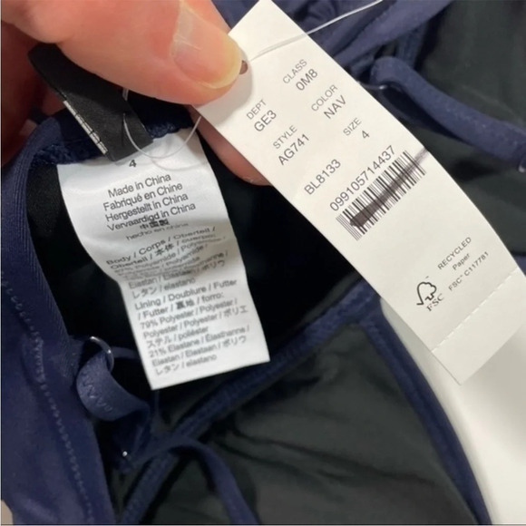 New J Crew Ruffle Deep V One Piece Swimsuit Blue - Picture 3 of 5